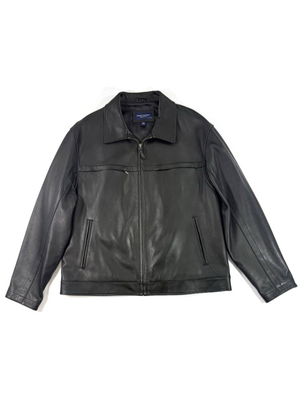 Daniel Cremieux Mens Lambskin Leather Bomber Jacket Size XL Black